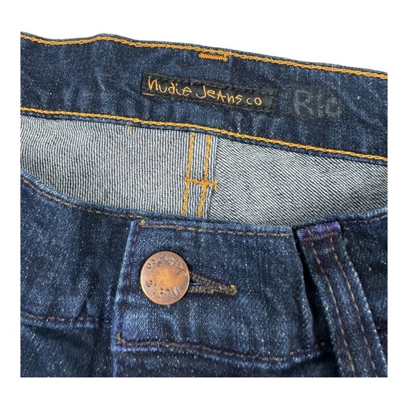 Nudie Jeans Grim Tim Authentic Deep Organic Cotton Button Fly Jeans 36X32 - Picture 2 of 6